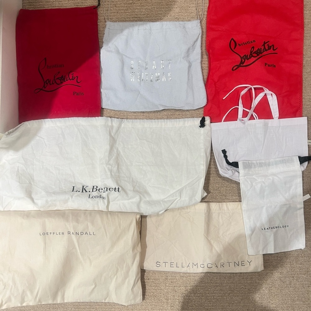 DesignerDust bags, LR, Louboutin, LK Bennett, Lorna Murray, Stella, Leatherology